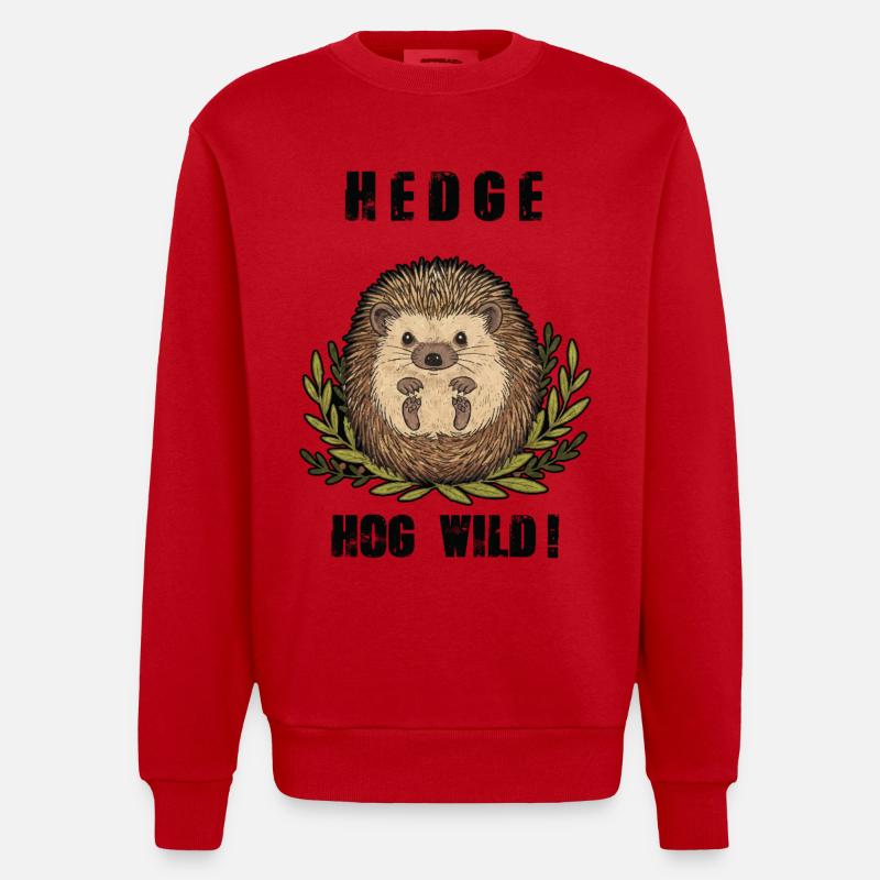 Hérisson Hedge Hog Wild Mignon - Sweat bio épais oversize fabriqué en UE - rouge