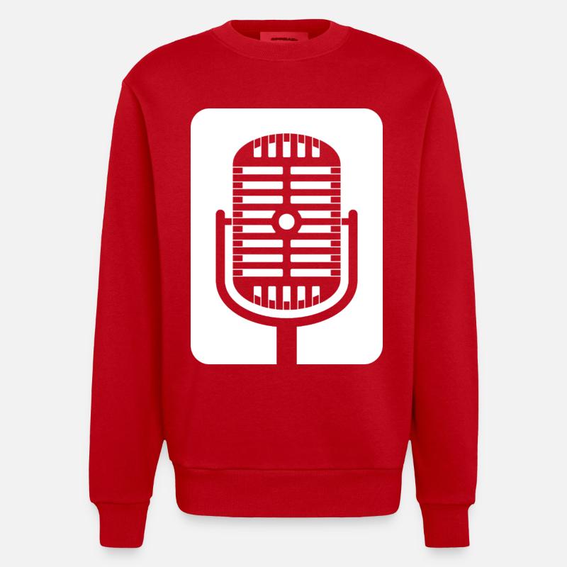 Retro-Mikrofon-Emblem - Heavyweight Oversized Organic Crew Neck Made in EU - Rot