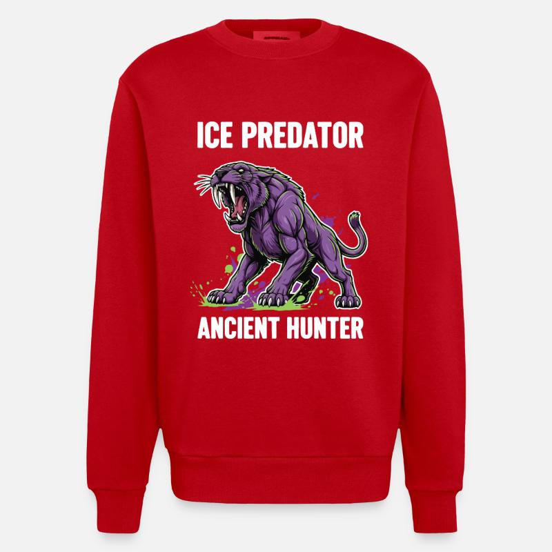 Smilodon-Räuber Uralter Jäger - Heavyweight Oversized Organic Crew Neck Made in EU - Rot