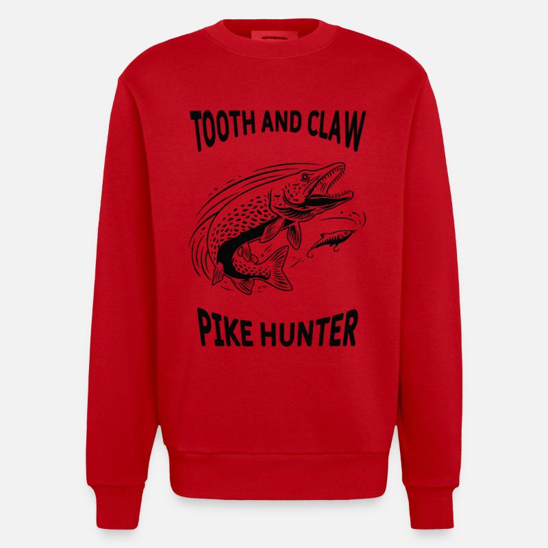 Hechtenfischen Hechtenjäger - Heavyweight Oversized Organic Crew Neck Made in EU - Rot