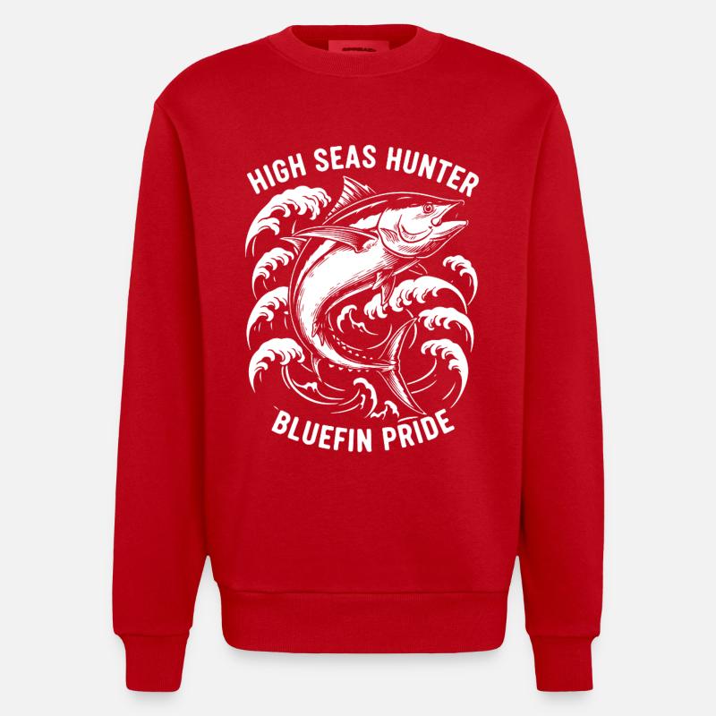 Seefischer Thunfisch-Blauflossenjäger - Heavyweight Oversized Organic Crew Neck Made in EU - Rot