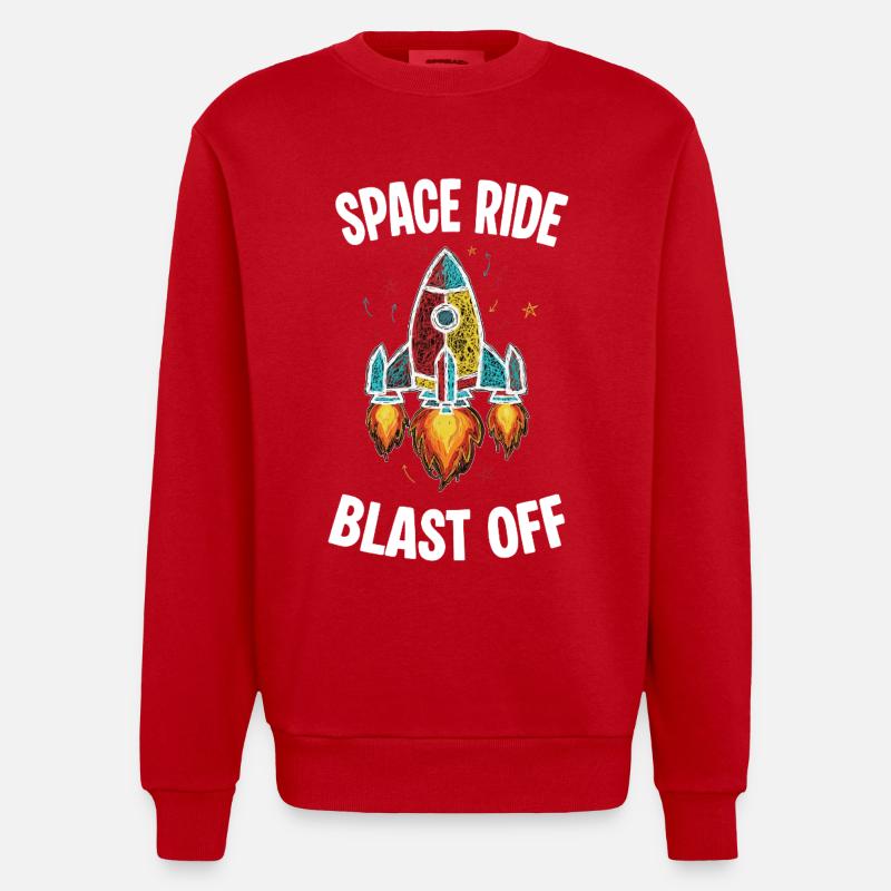 Fusée Espace Retro Scribble Blast Off - Sweat bio épais oversize fabriqué en UE - rouge