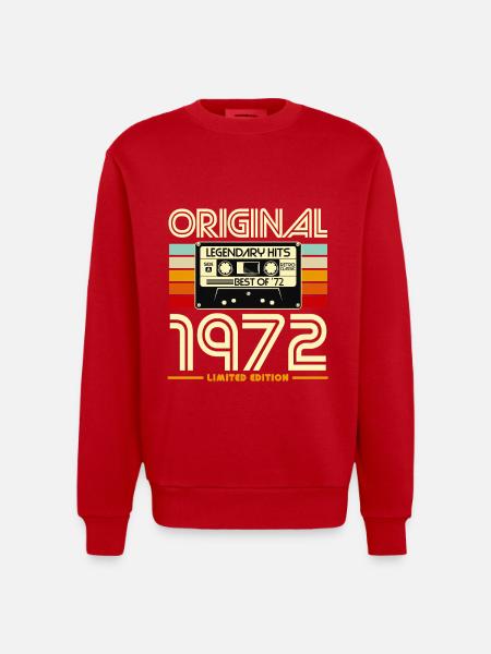 Original 1972 Retro Cassette - Heavyweight Oversized Organic Crew Neck Made in EU - red