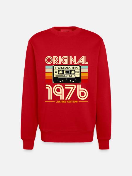 Original 1976 Retro Cassette - Heavyweight Oversized Organic Crew Neck Made in EU - red