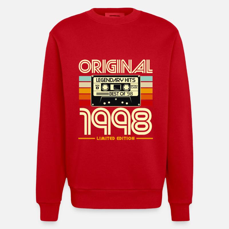 Original 1998 Retro Cassette - Heavyweight Oversized Organic Crew Neck Made in EU - red