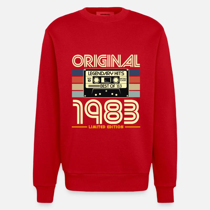 Original 1983 Retro Cassette - Heavyweight Oversized Organic Crew Neck Made in EU - red