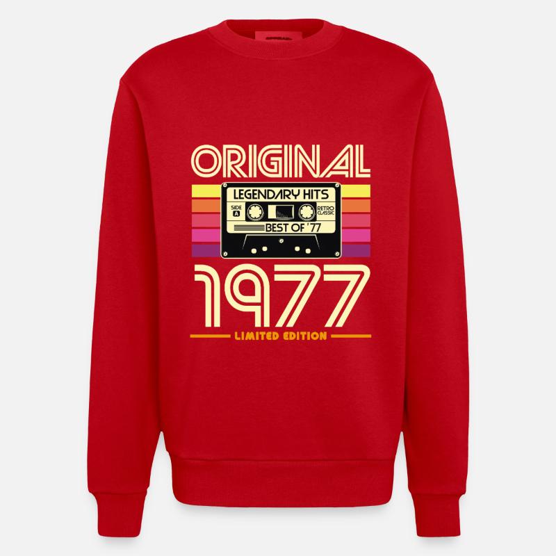 Original 1977 Retro Cassette - Sweat bio épais oversize fabriqué en UE - rouge