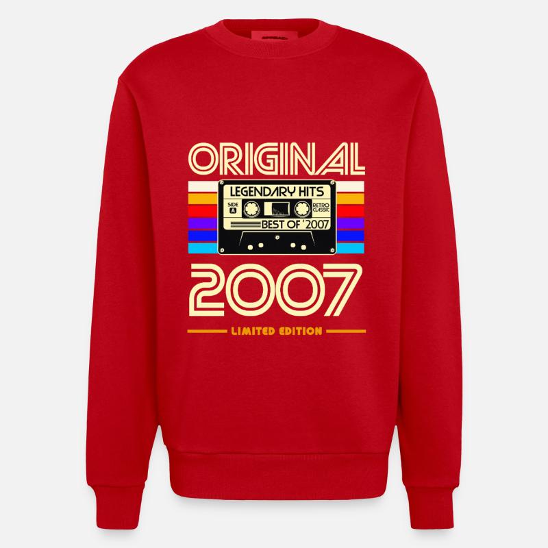 Original 2007: Hits rétro cassette - Sweat bio épais oversize fabriqué en UE - rouge