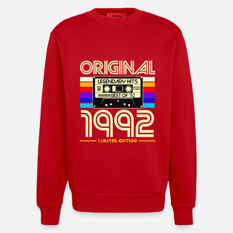 Original 1992 Legend Hits - Heavyweight Oversized Organic Crew Neck Made in EU - red