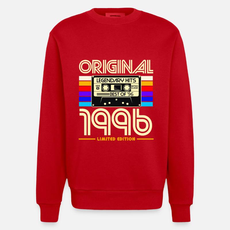 Original 1996 Cassette Retro - Sweat bio épais oversize fabriqué en UE - rouge