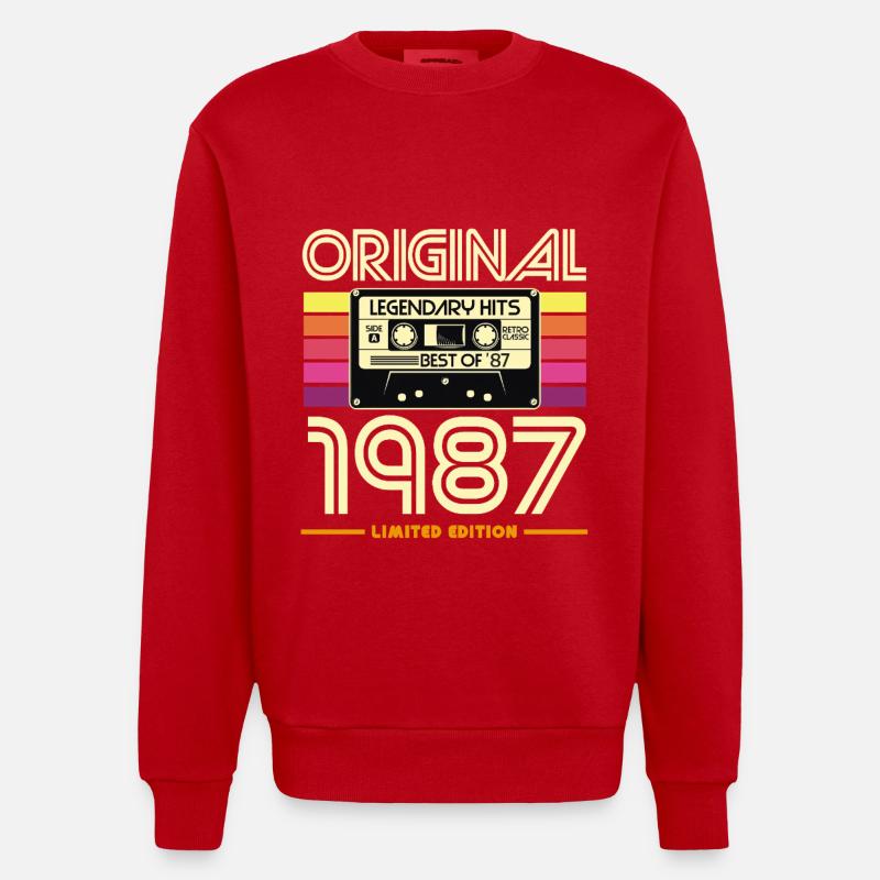 Original 1987 Cassette Retro - Sweat bio épais oversize fabriqué en UE - rouge