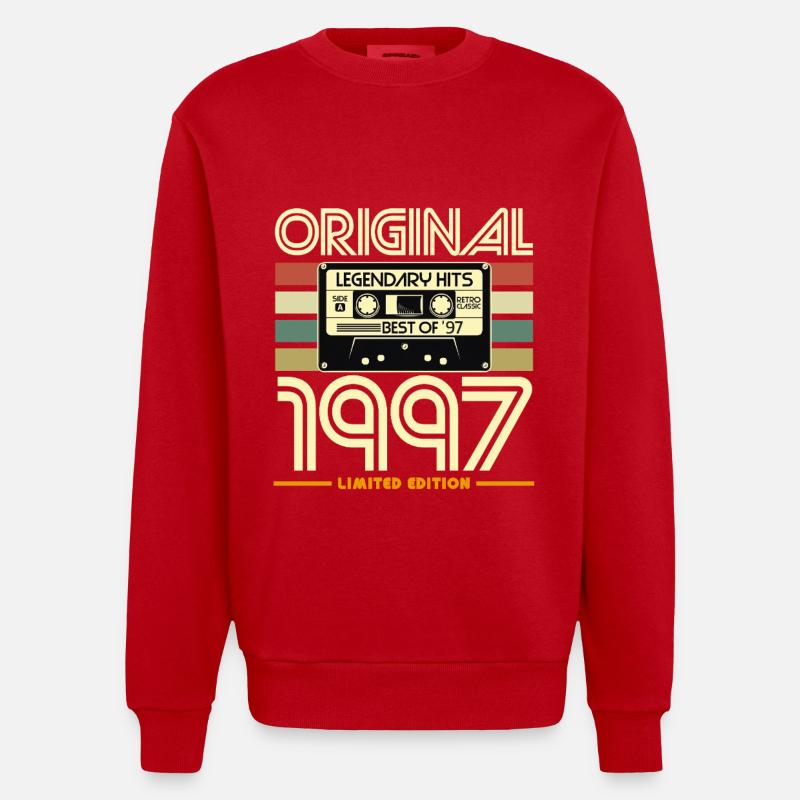 Cassette 1997 Original Hits - Heavyweight Oversized Organic Crew Neck Made in EU - red