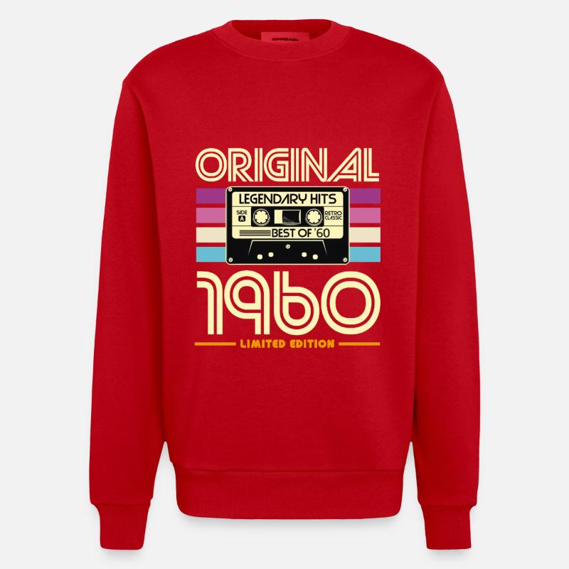 Original 1960 Cassette Retro - Sweat bio épais oversize fabriqué en UE - rouge