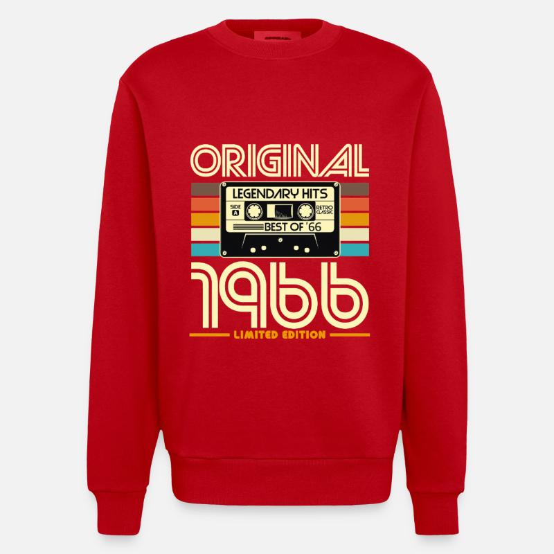 Cassette 1966 Légendes Retro - Sweat bio épais oversize fabriqué en UE - rouge