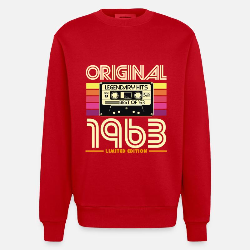 Cassette retro 1963 édition - Sweat bio épais oversize fabriqué en UE - rouge
