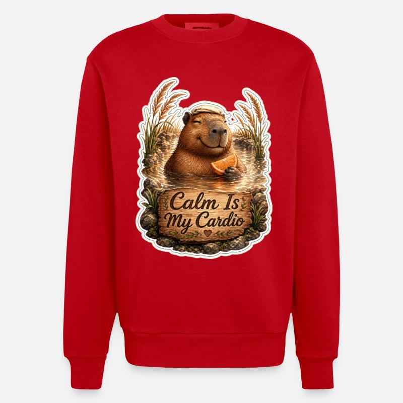 Le calme est mon cardio - Sweat bio épais oversize fabriqué en UE - rouge