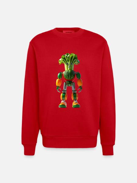 Farbenfroher Veggie-Roboter - Heavyweight Oversized Organic Crew Neck Made in EU - Rot