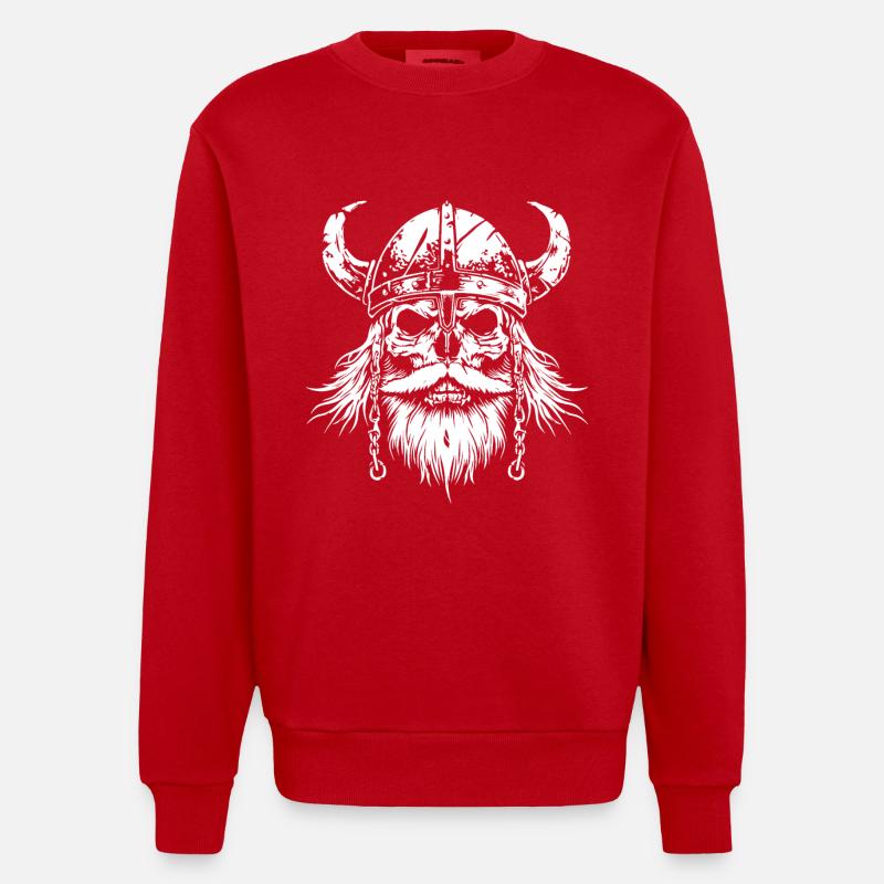 Wikinger Totenkopf Valhalla - Heavyweight Oversized Organic Crew Neck Made in EU - Rot