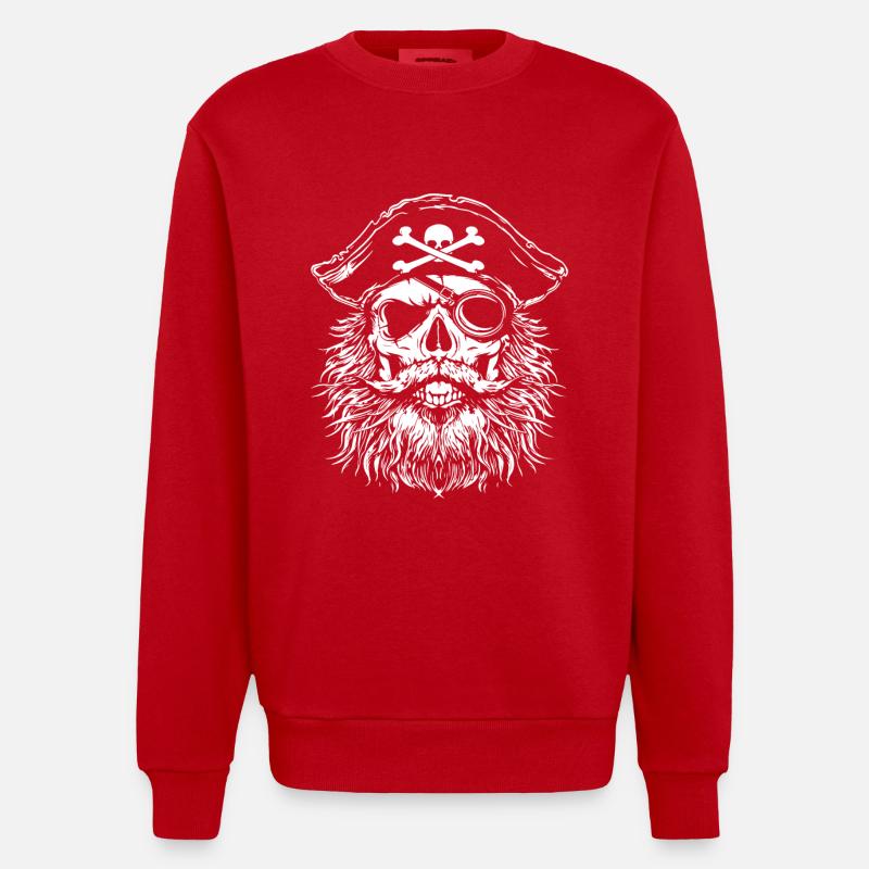 Crâne de pirate - Sweat bio épais oversize fabriqué en UE - rouge