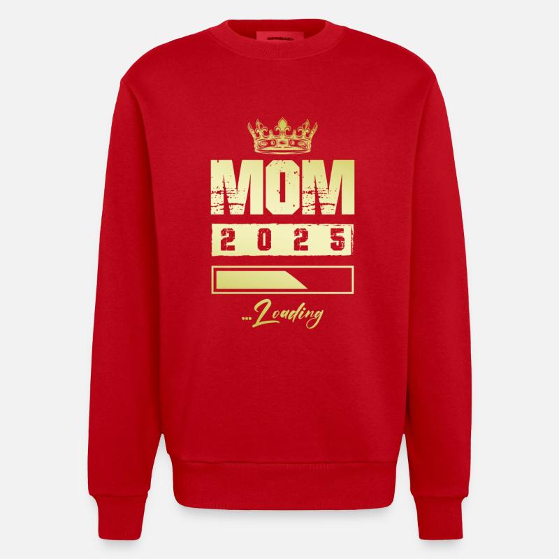 Mama 2025 Loading Mom - Heavyweight Oversized Organic Crew Neck Made in EU - red