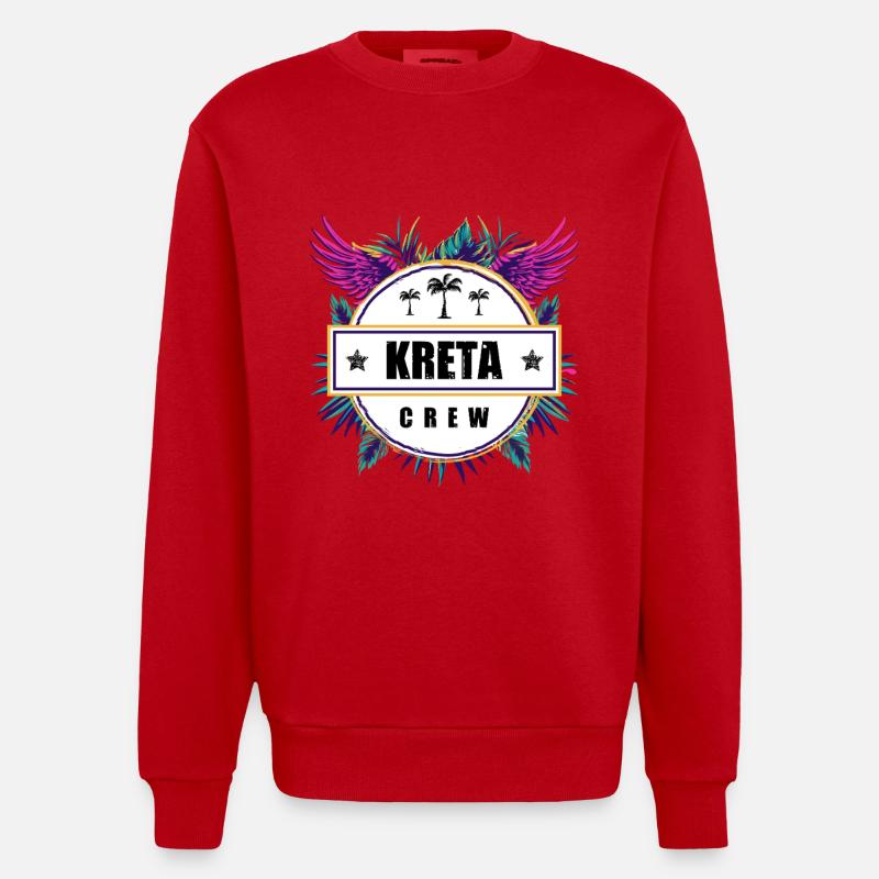 Crète Crew Tropical - Sweat bio épais oversize fabriqué en UE - rouge