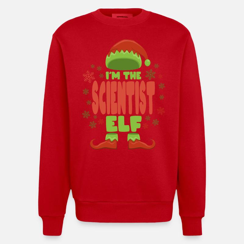 Scientifique Elfe de Noël - Sweat bio épais oversize fabriqué en UE - rouge