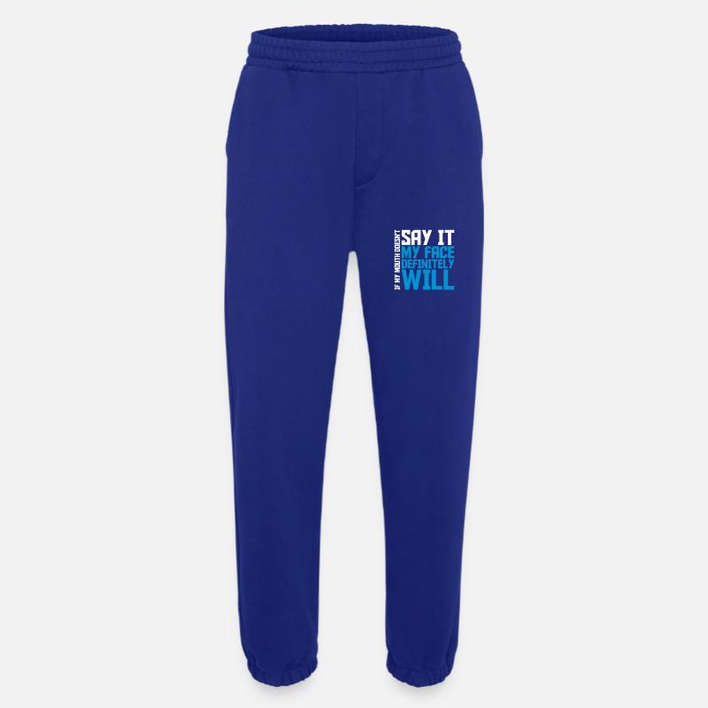 my face definitely will - Heavyweight Jogging Pants - made by SPREAD  - Iconic Blue
