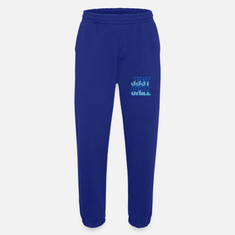 Just Chill Text Logo - Pantalon de jogging bio épais fabriqué en UE - Iconic Blue