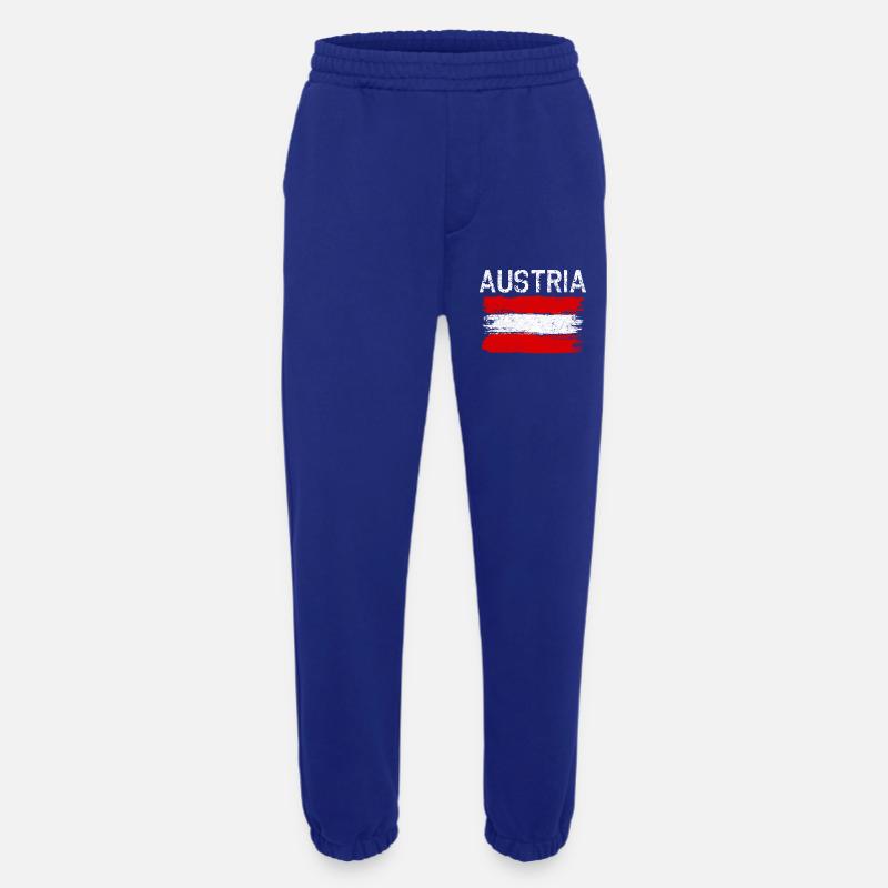 Austria Brushed Flag Graphic - Heavyweight Jogging Pants - made by SPREAD  - Iconic Blue