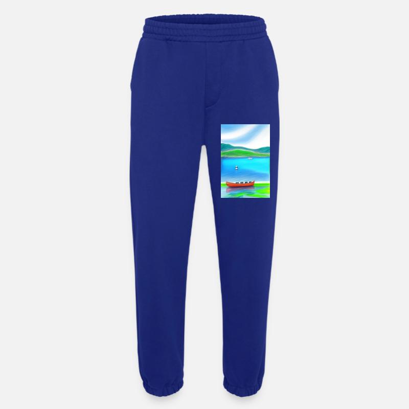 Landschaft mit See, Boot und Berge - Heavyweight Jogginghose - made by SPREAD  - Iconic Blue