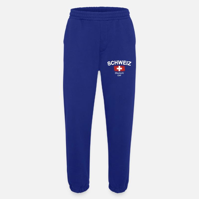 Swiss Flag CHF Emblem - Heavyweight Jogging Pants - made by SPREAD  - Iconic Blue