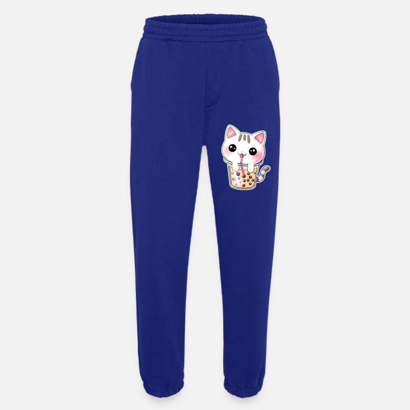 Kawaii Bubble Tea Cat - Heavyweight Jogging Pants - made by SPREAD  - Iconic Blue