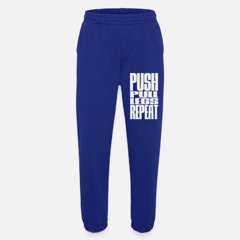 PUSH PULL LEGS REPEAT - Heavyweight Jogging Pants - made by SPREAD  - Iconic Blue