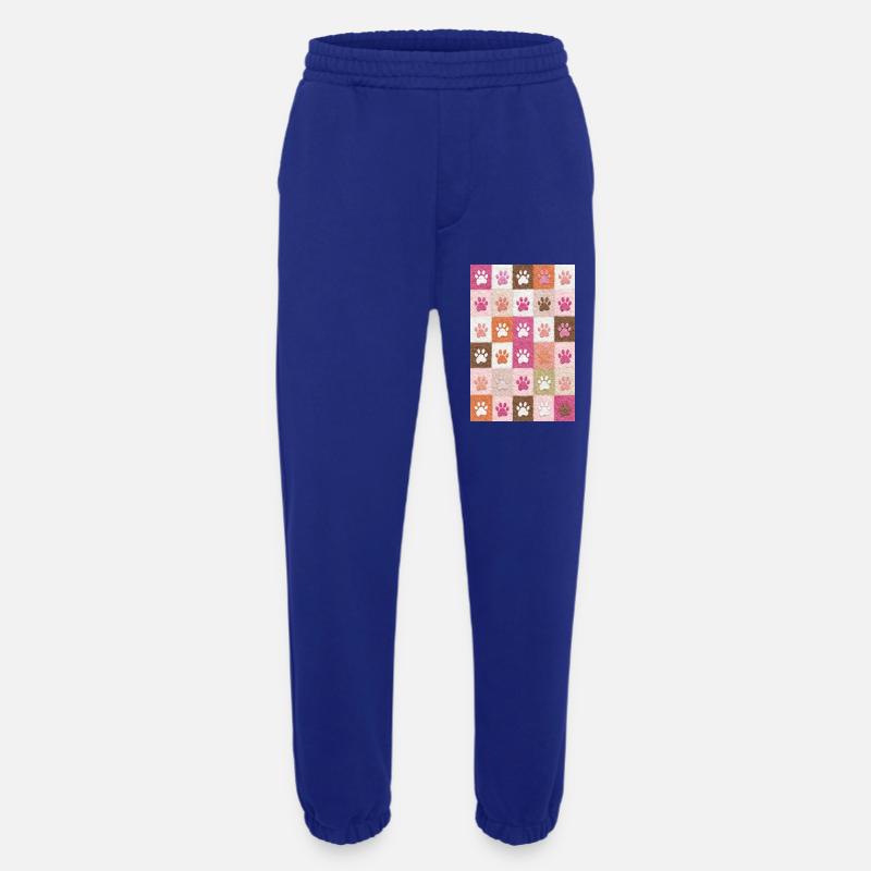 Pawprint Patchwork Plush Squares - Heavyweight Jogging Pants - made by SPREAD  - Iconic Blue