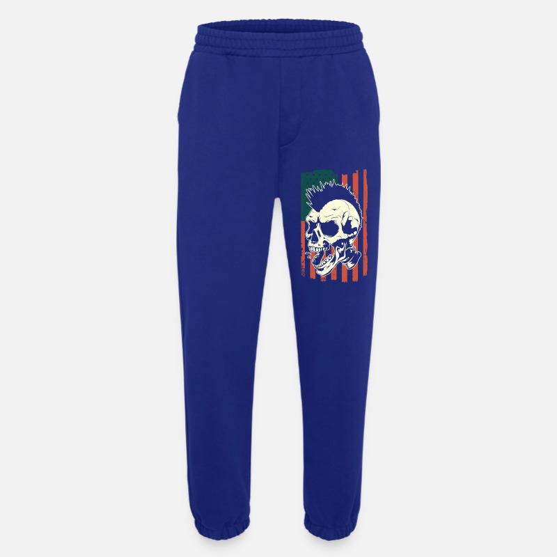 Punk skull on US flag - Heavyweight Jogging Pants - made by SPREAD - Iconic Blue