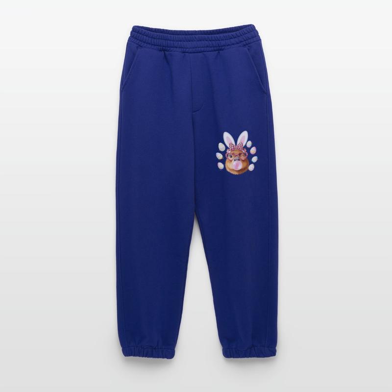 Easter Bunny Capybara with Leopard Glasses Heavyweight Jogging Pants - made by SPREAD 