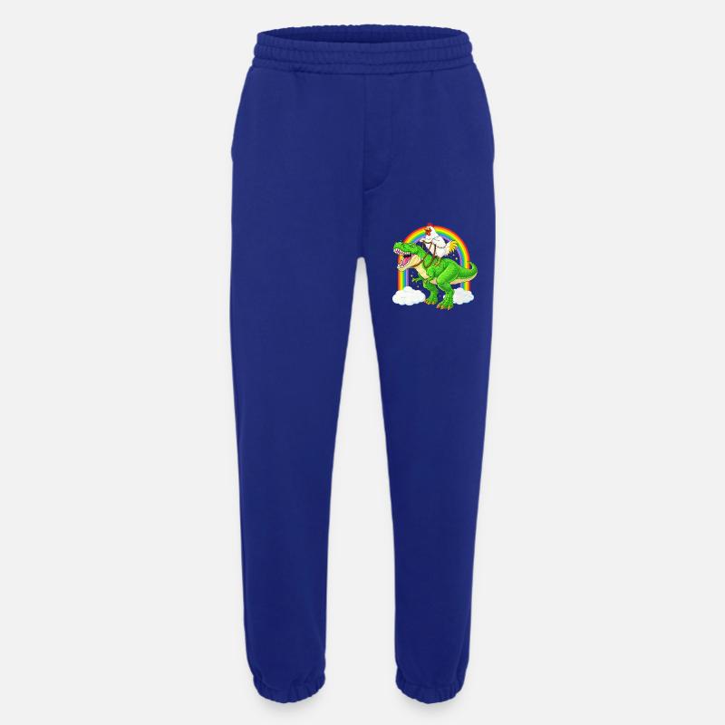Chicken Riding T-Rex Dinosaur Rainbow - Heavyweight Jogging Pants - made by SPREAD  - Iconic Blue