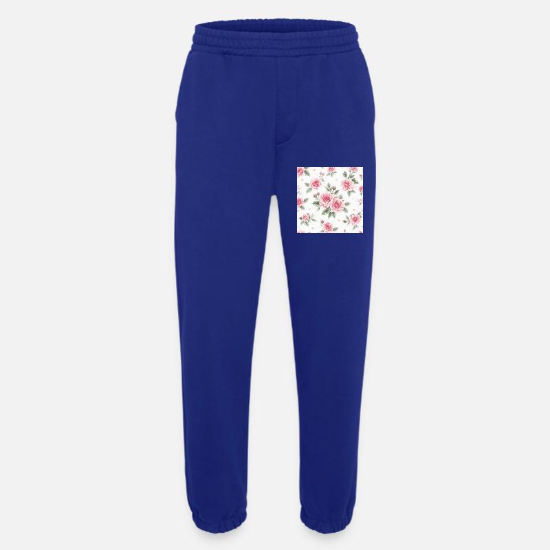 Roses and Hearts pattern - Heavyweight Jogging Pants - made by SPREAD  - Iconic Blue