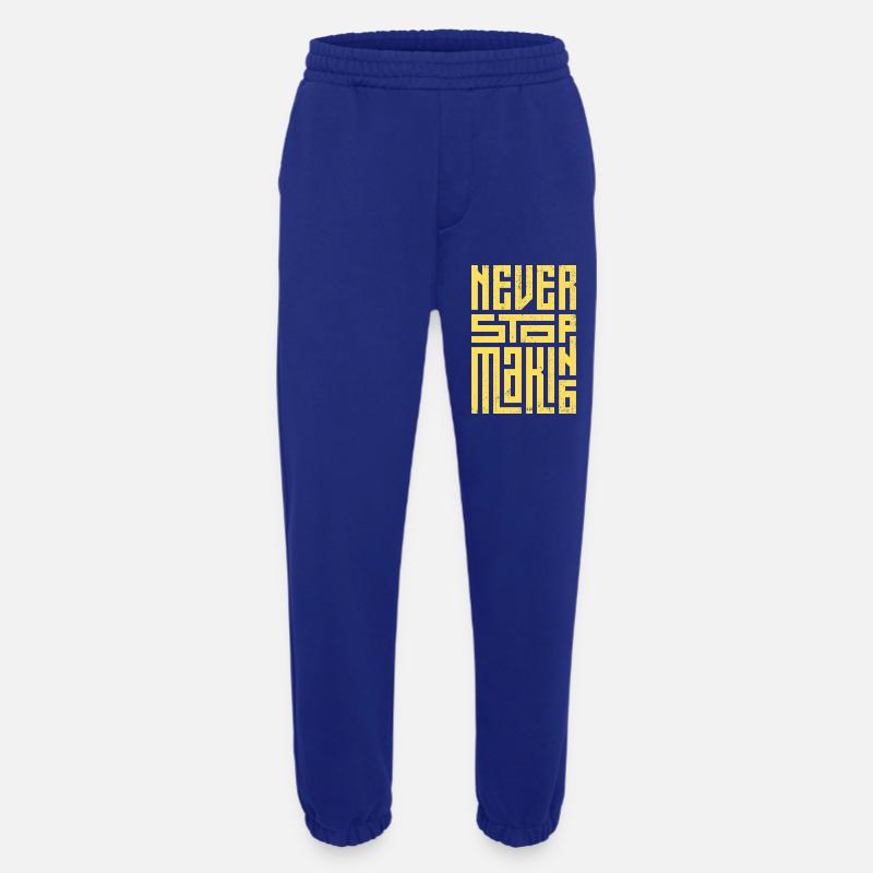 Never Stop Making - Heavyweight Jogging Pants - made by SPREAD  - Iconic Blue