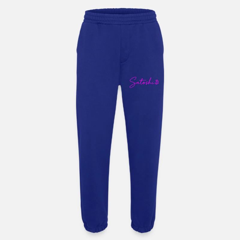 Satoshi Lettres Néon Bitcoin Script Rose - Pantalon de jogging bio épais fabriqué en UE - Iconic Blue