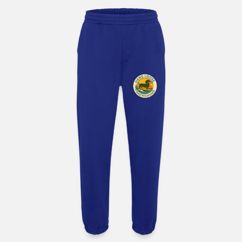 Teckel surfeur au coucher du soleil - Pantalon de jogging bio épais fabriqué en UE - Iconic Blue