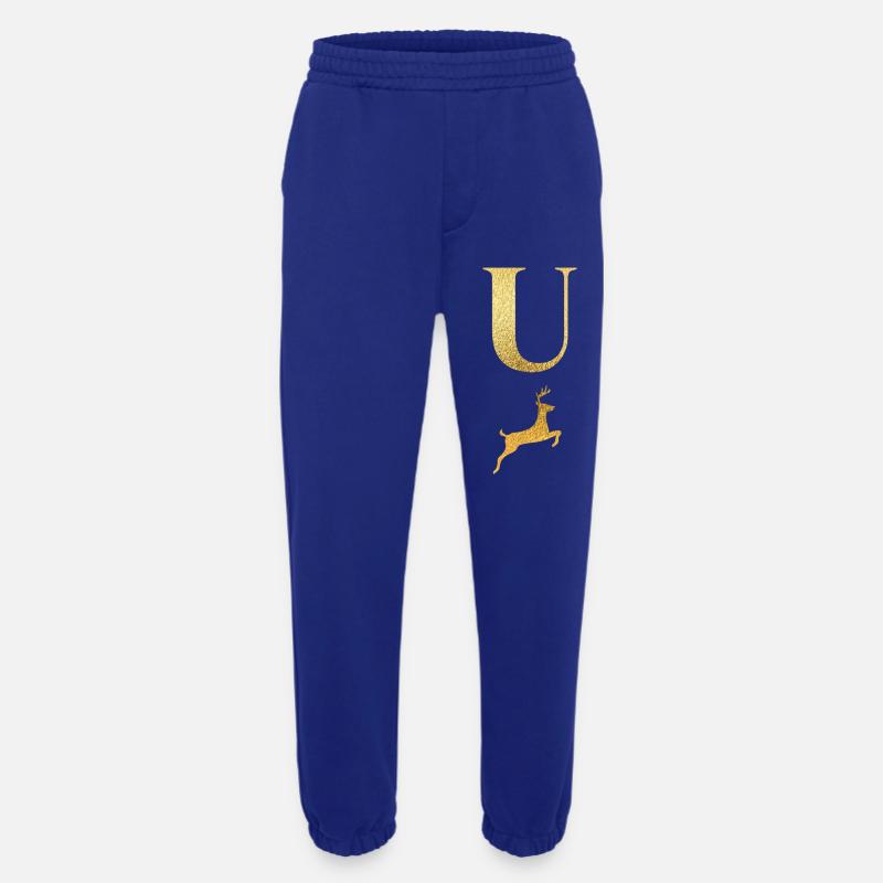 Buchstabe u goldener Hirsch - Geschenkidee - Heavyweight Jogginghose - made by SPREAD  - Iconic Blue