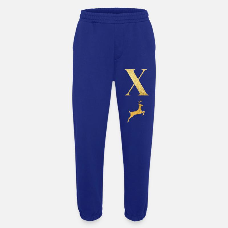 Buchstabe x Goldener Hirsch - Geschenkidee - Heavyweight Jogginghose - made by SPREAD  - Iconic Blue