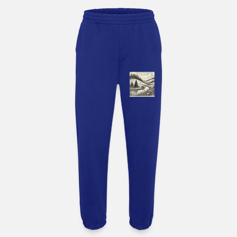 River Forest Landscape Engraving - Heavyweight Jogging Pants - made by SPREAD  - Iconic Blue