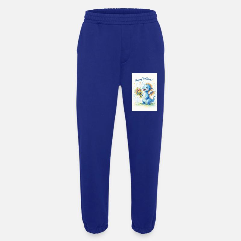 Blauer Drache mit Blumenstrauß - Heavyweight Jogginghose - made by SPREAD  - Iconic Blue