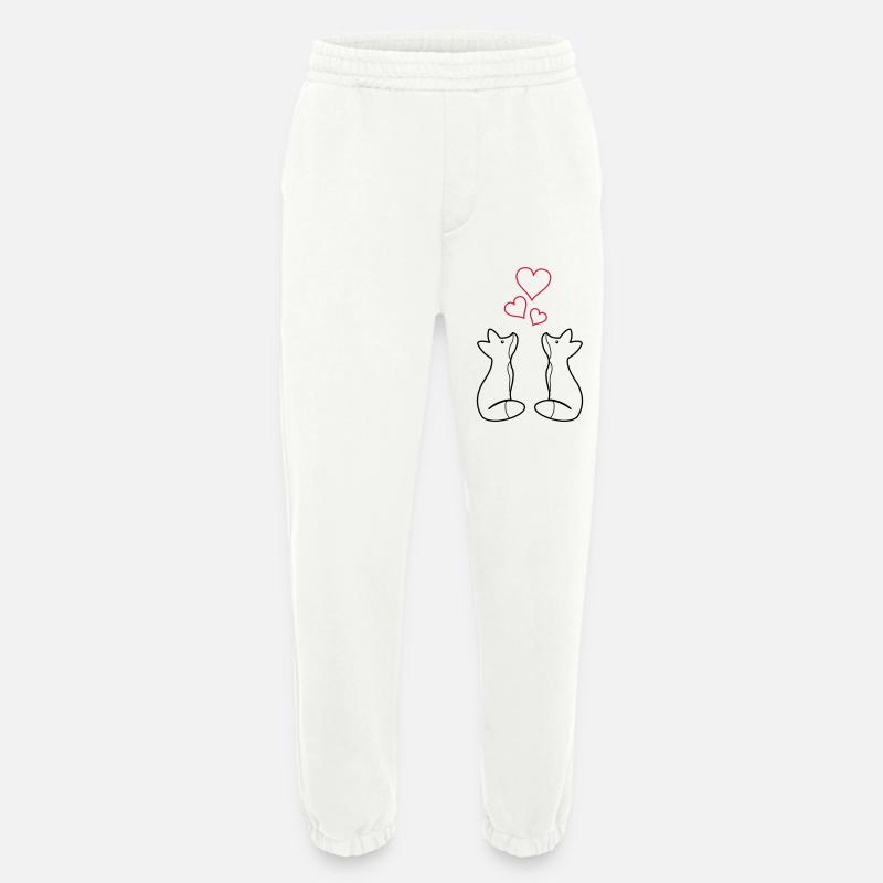 foxes in love 01 - Heavyweight Jogging Pants - made by SPREAD  - OFF WHITE