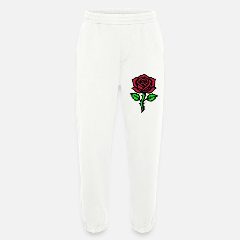 Rose Blume Symbol - Heavyweight Jogginghose - made by SPREAD  - OFF WHITE