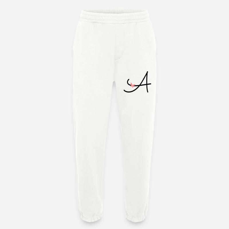 Letter A Initial Letter Butterfly - Heavyweight Jogging Pants - made by SPREAD  - OFF WHITE