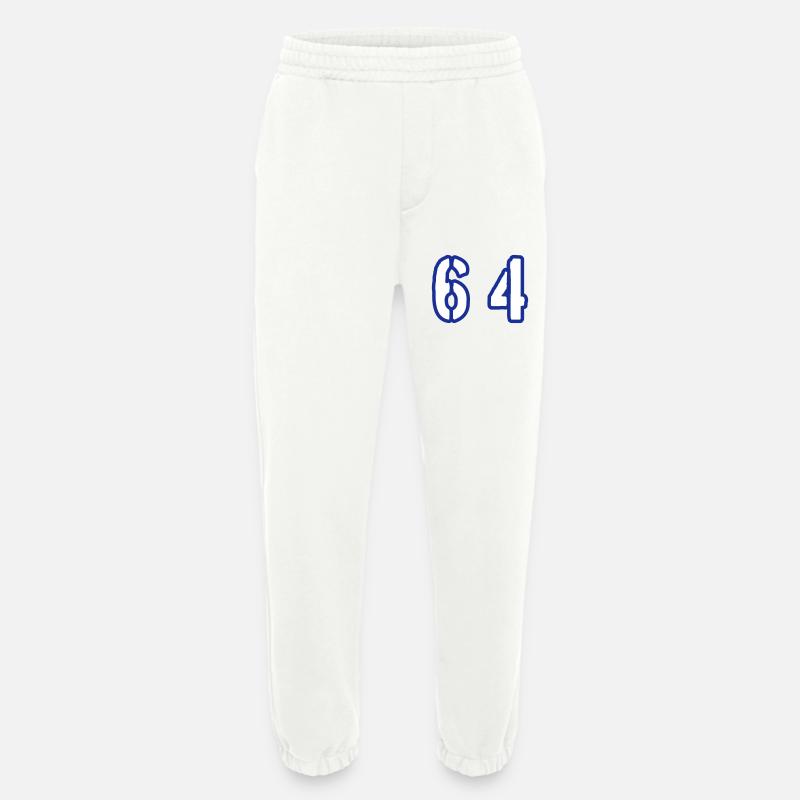 64 Symbole numérique - Pantalon de jogging bio épais fabriqué en UE - OFF WHITE