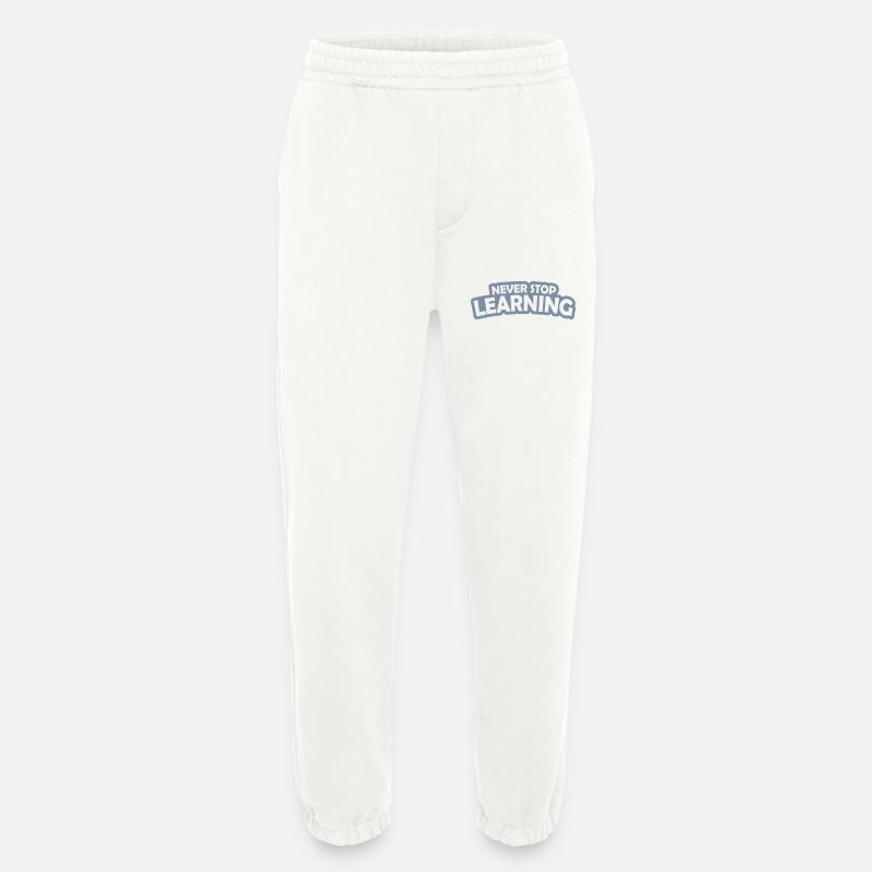 never stop learning quote - Heavyweight Jogging Pants - made by SPREAD  - OFF WHITE